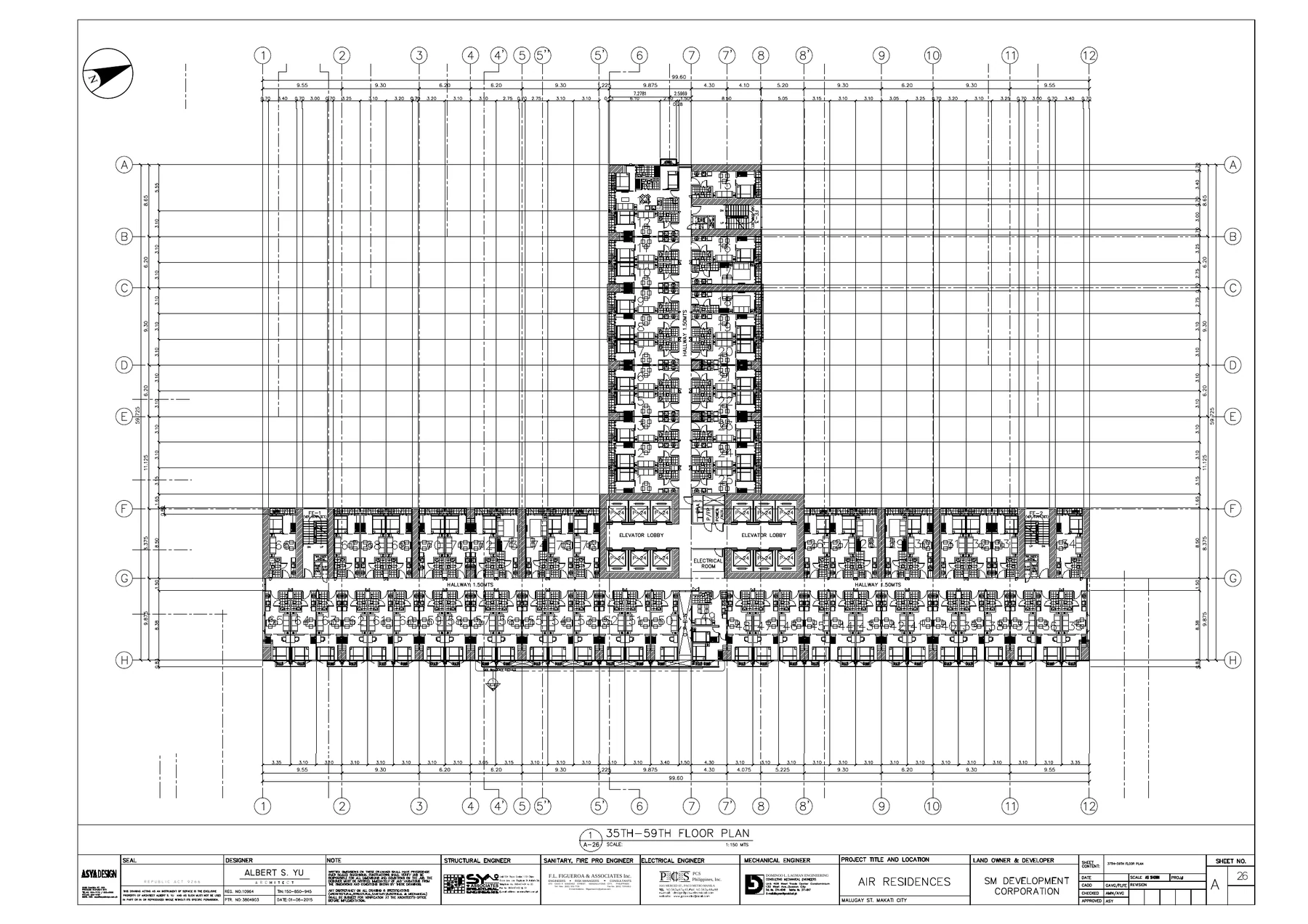Air Residences typical 35th to 59th floor plan