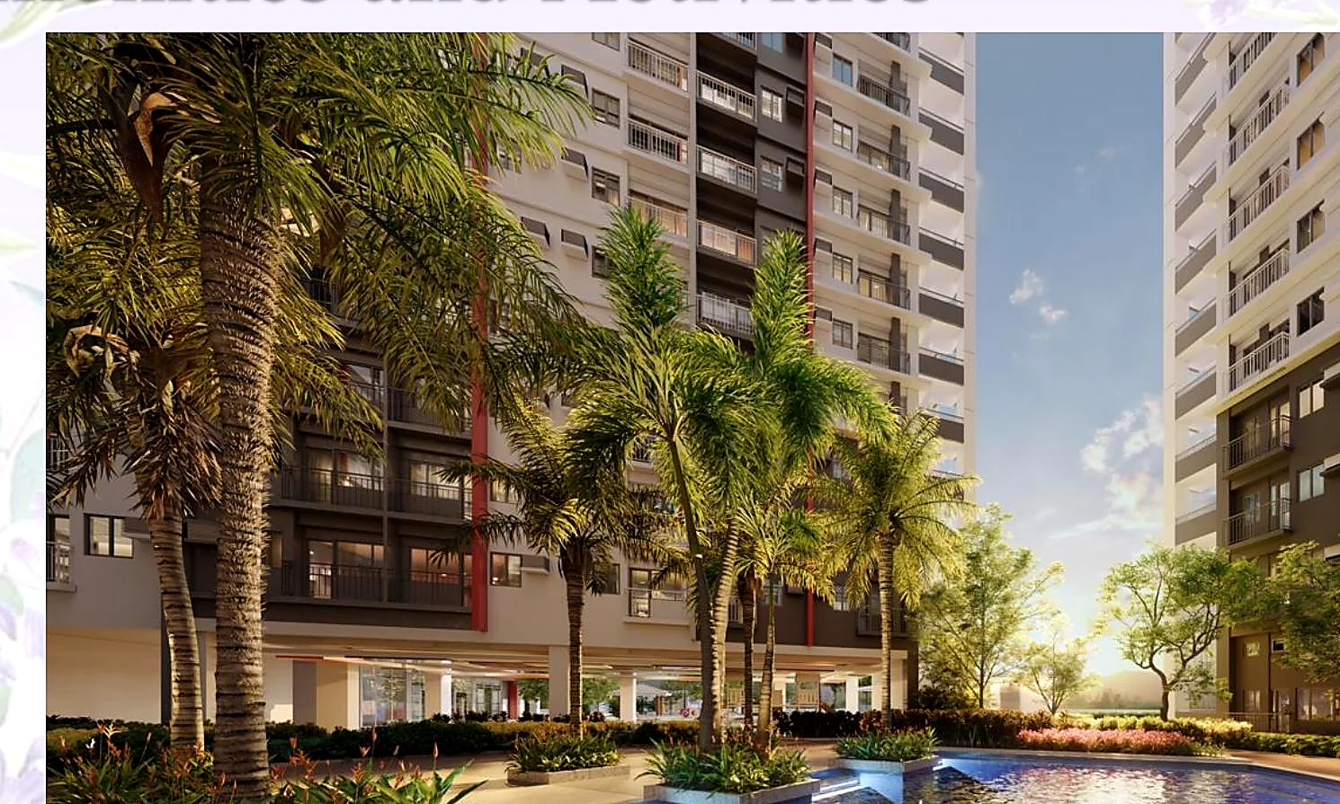 Bloom Residences swimming pool and landscaped courtyard