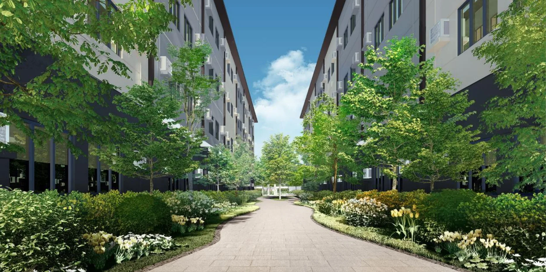 Calm Residences landscaped linear park