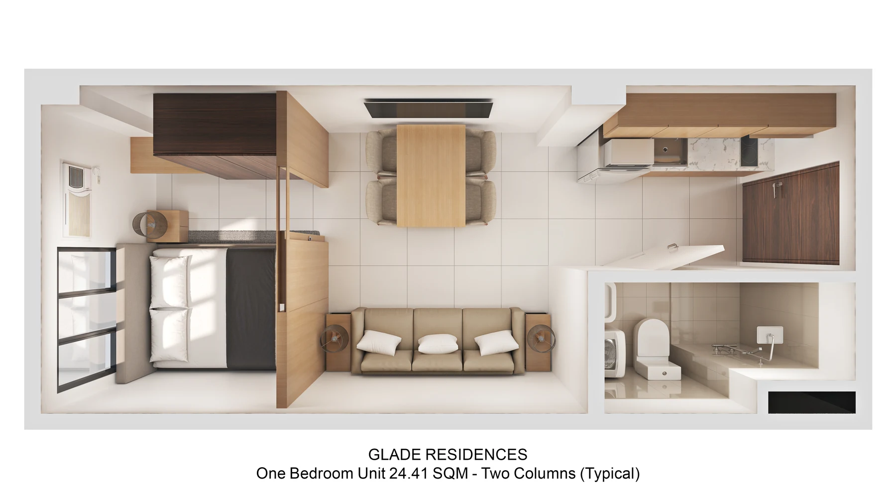 Glade 24.41 sqm one bedroom layout