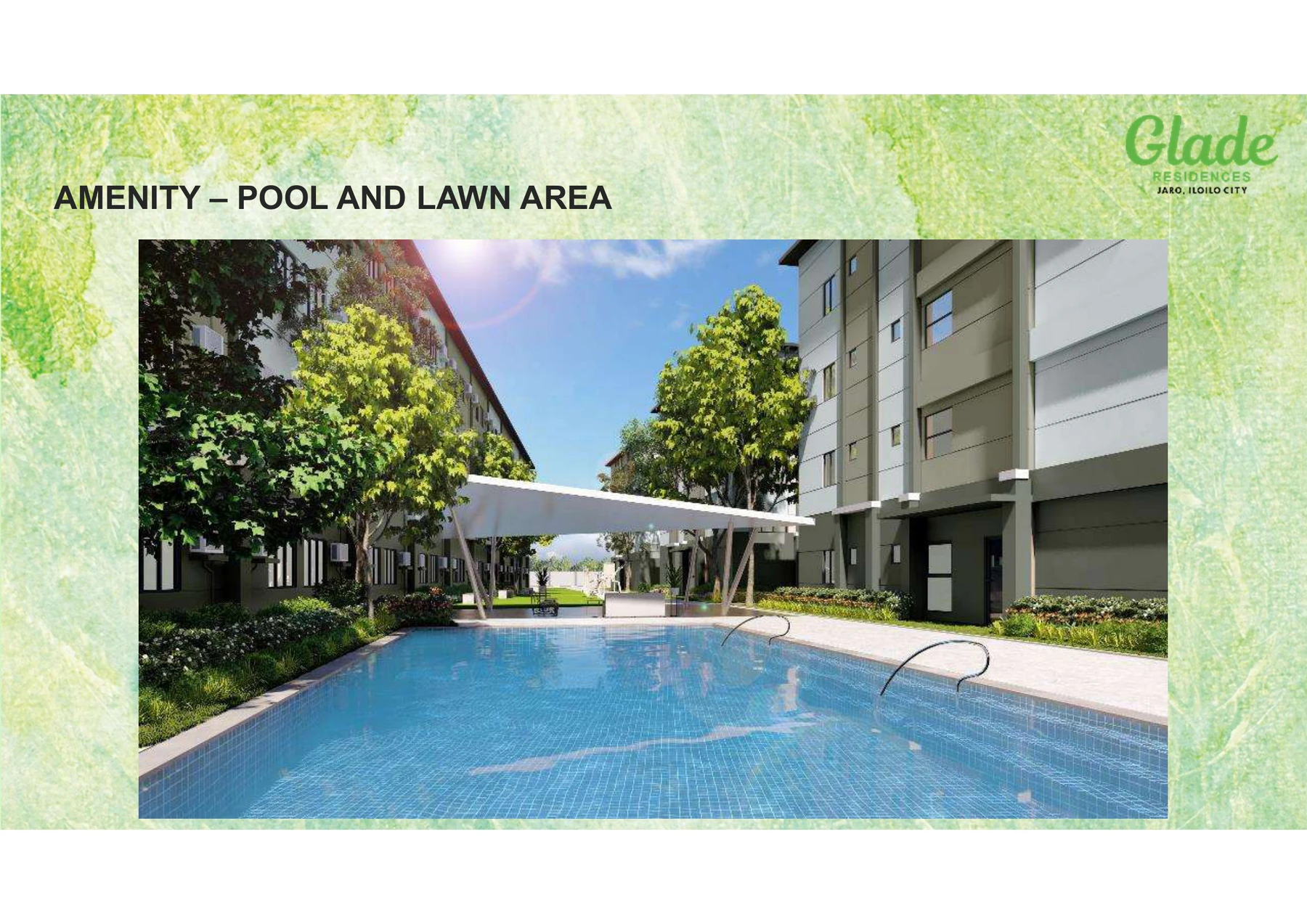 Glade Residences pool and lawn amenity artist rendition