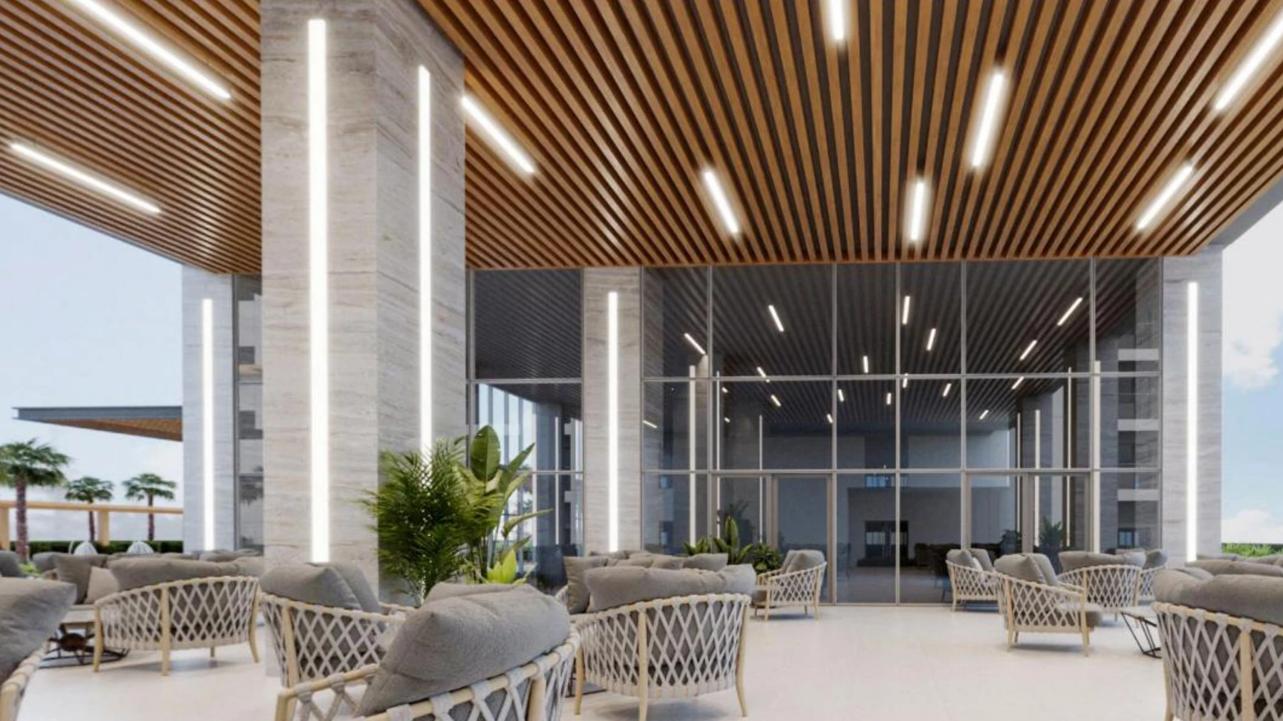 Glam Residences amenity lounge artist perspective