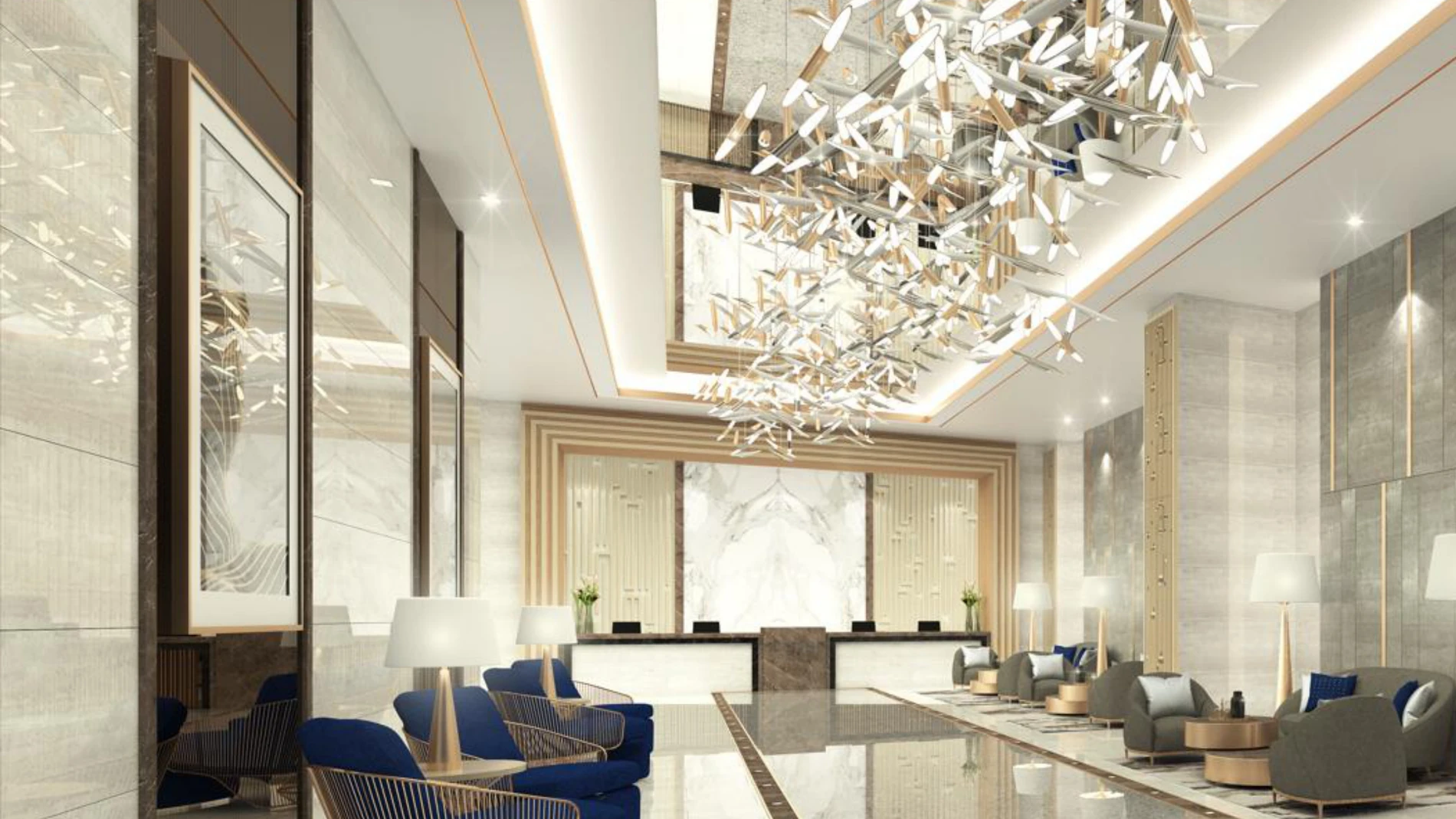Glam Residences grand lobby artist perspective