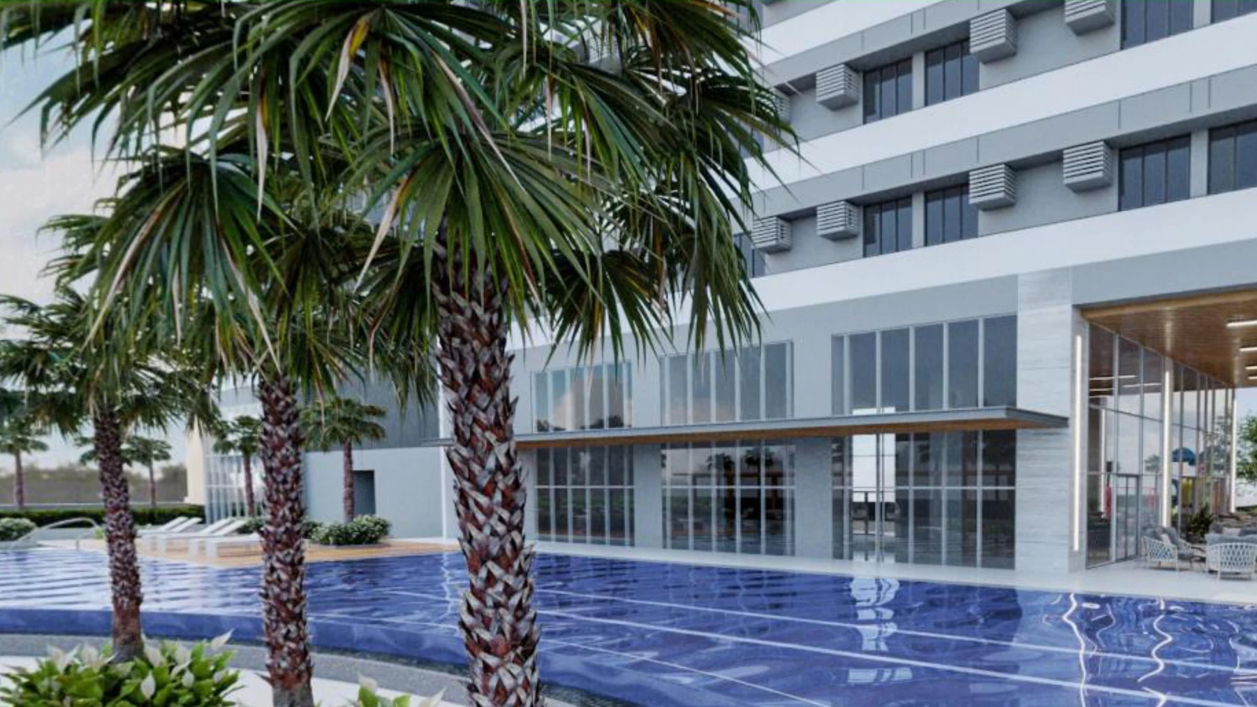 Glam Residences lap pool artist perspective
