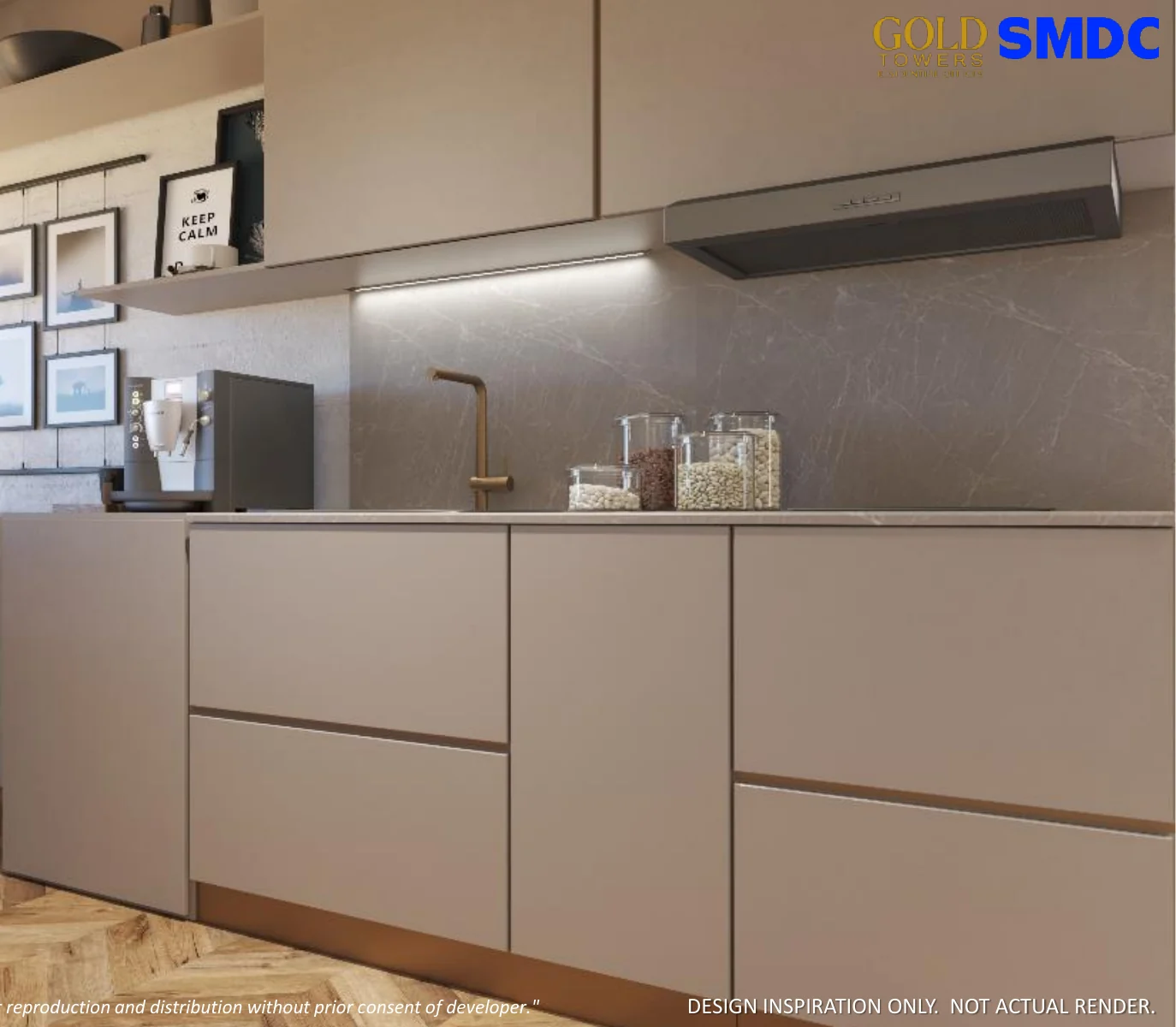 Gold Towers one-bedroom kitchen and workspace design inspiration
