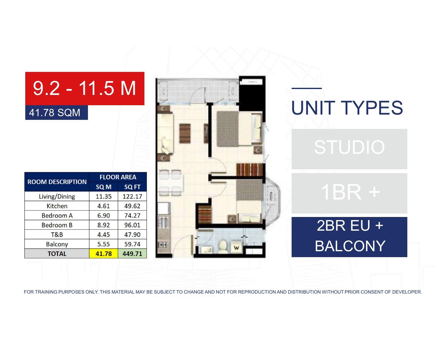 Representative Light 2 two-bedroom end unit layout