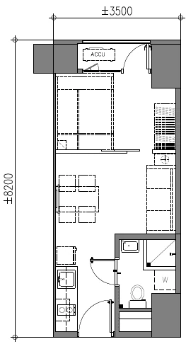 Mint Residences one bedroom with balcony layout