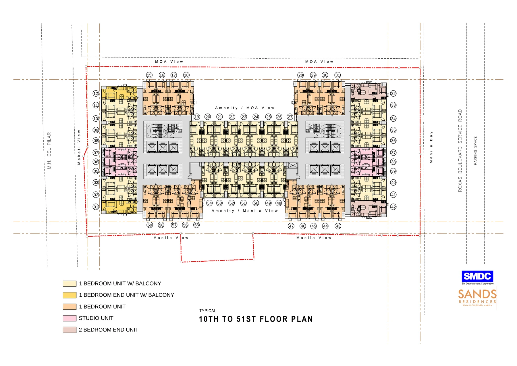 Sands Residences typical 10th to 51st floor marketing plan