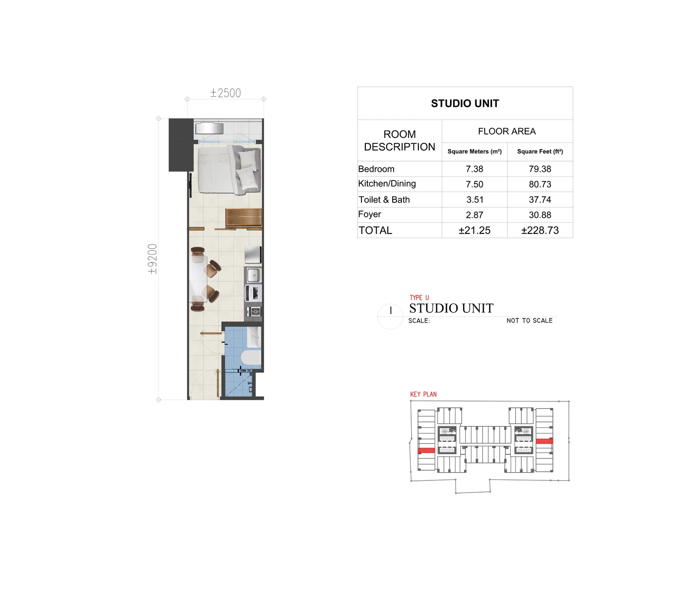 Sands Residences 21.25 sqm studio layout