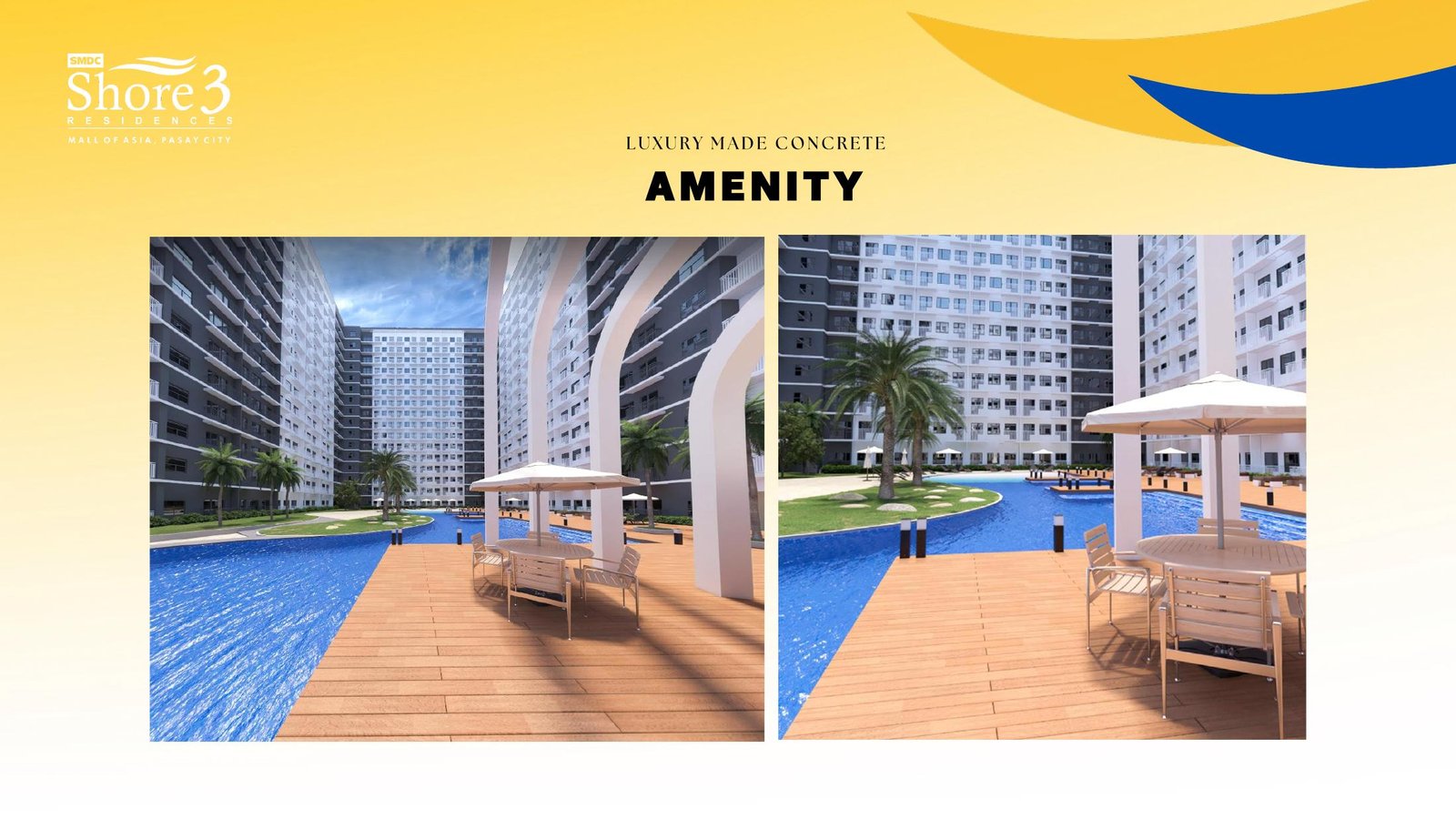 Shore 3 amenity imagery from the Q3 2026 project brief