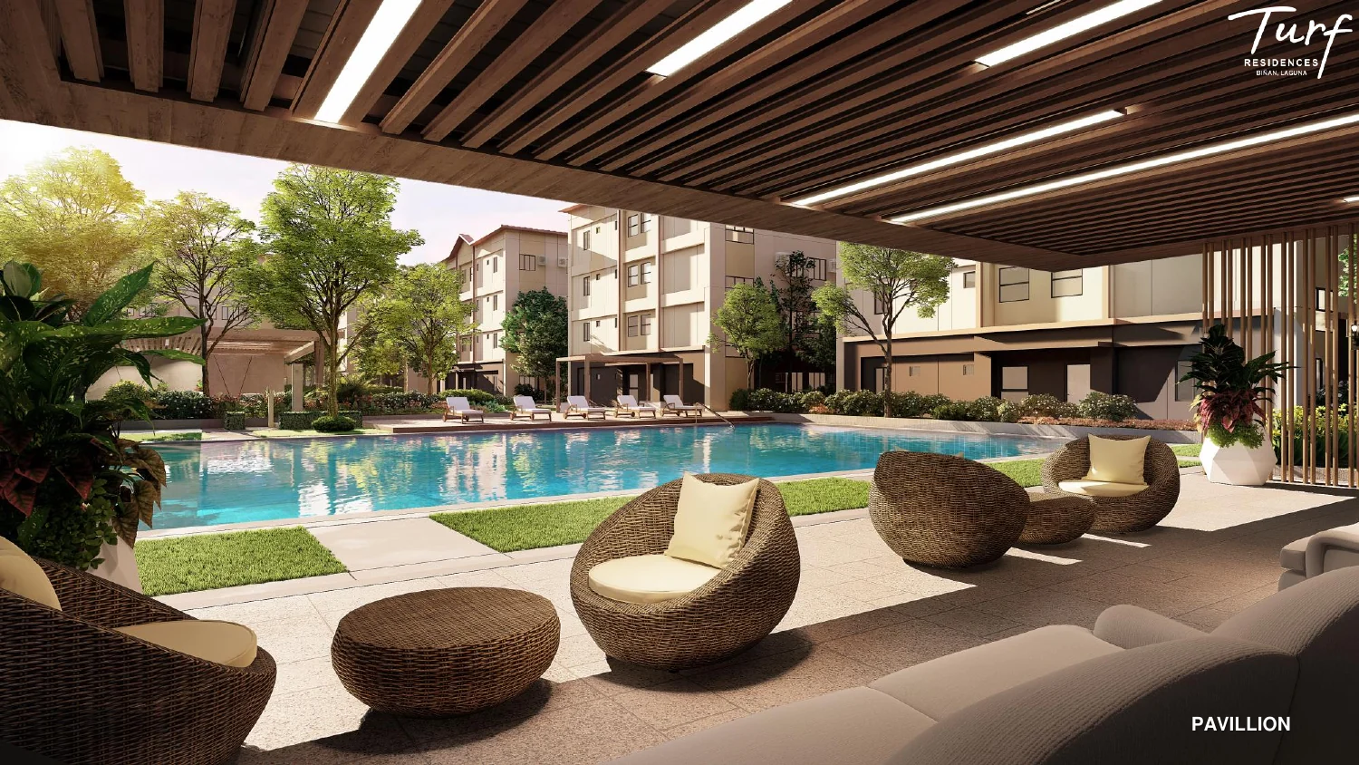 Turf Residences pavilion beside the pool
