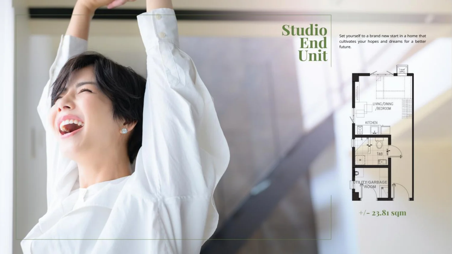 Turf Residences Studio End unit layout