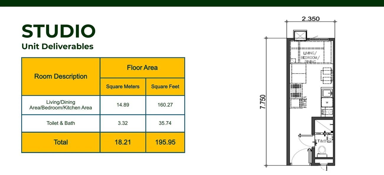 Zeal Residences studio layout